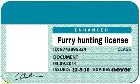 Furry Hunting License Template